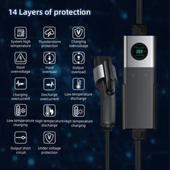 Cargador de pared móvil Coolladen WiFi con aplicación, carga hasta 11 kW, cargador EV tipo 2, 5M Cable con pantalla táctil y corriente ajustable con Schuko 16A/CEE 16A rojo