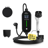 Cargador portátil para vehículo eléctrico Coolladen de 3.6 kW - Tipo 2 a enchufe Schuko, 16A ajustable - Caja de control inteligente con pantalla LED y carga programada