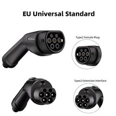 Cable de extensión de carga EV tipo 2 Coolladen para 3,5 kW, 7 kW, 11 kW y 22 kW, cable de 7 m con bolsa