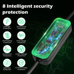 Coolladen 3.5kW Cargador Portátil para VE | 16A Schuko a Tipo 2 Wallbox Móvil | Corriente Ajustable | Carga Temporizada de Precisión 1-12H y Retardo