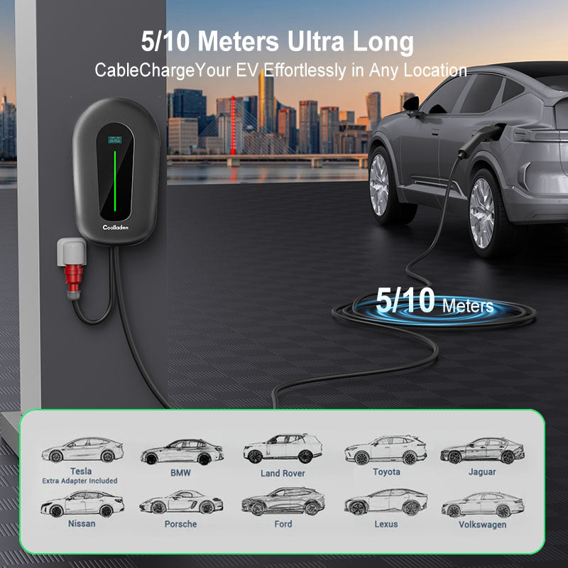 Coolladen Cargador elegante 400V 32A, estación de carga casera ajustable de EV para los vehículos eléctricos EVSE del App Type2 EV de Cool 11kW Wallbox