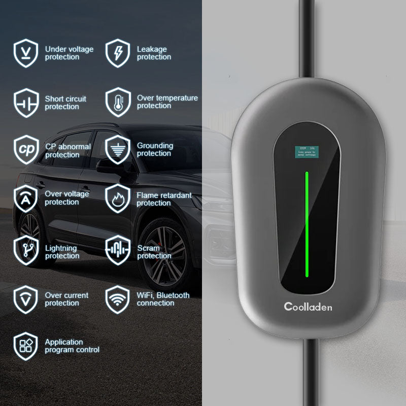 Coolladen Cargador elegante 400V 32A, estación de carga casera ajustable de EV para los vehículos eléctricos EVSE del App Type2 EV de Cool 11kW Wallbox