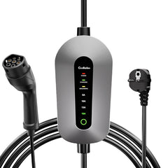 Coolladen Cable de carga tipo 2 Schuko 3,5 kW [monofásico, 6 m, 6-16 A], con enchufe Schuko de 2 clavijas, cargador portátil para vehículos eléctricos y PHEV