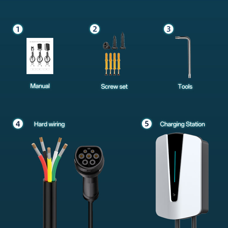 Coolladen Tipo 2 5M EV Heavy Current Cable de carga rápida con RFID Wifi Estación de carga Wallbox 11KW 22KW EV