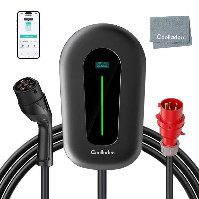 Coolladen Cargador elegante 400V 32A, estación de carga casera ajustable de EV para los vehículos eléctricos EVSE del App Type2 EV de Cool 11kW Wallbox