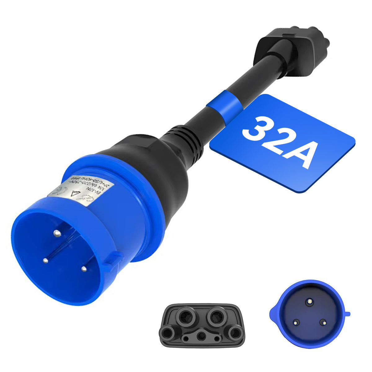 Adaptador CEE azul de 3 pines para cargador móvil Tesla Gen 2, cable de extensión de cargador EV portátil a toma de 240 V a 32 A, compatible con Tesla Model 3/S/X/Y