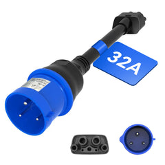 Adaptador CEE azul de 3 pines para cargador móvil Tesla Gen 2, cable de extensión de cargador EV portátil a toma de 240 V a 32 A, compatible con Tesla Model 3/S/X/Y