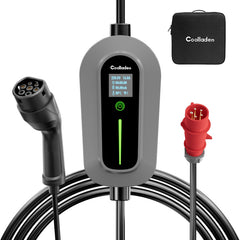 Colladen Cargador EV portátil de 11 KW Cargador de vehículo eléctrico trifásico 16 A tipo 2, carga programada de 8 horas, estación de carga de corriente ajustable con enchufe CEE