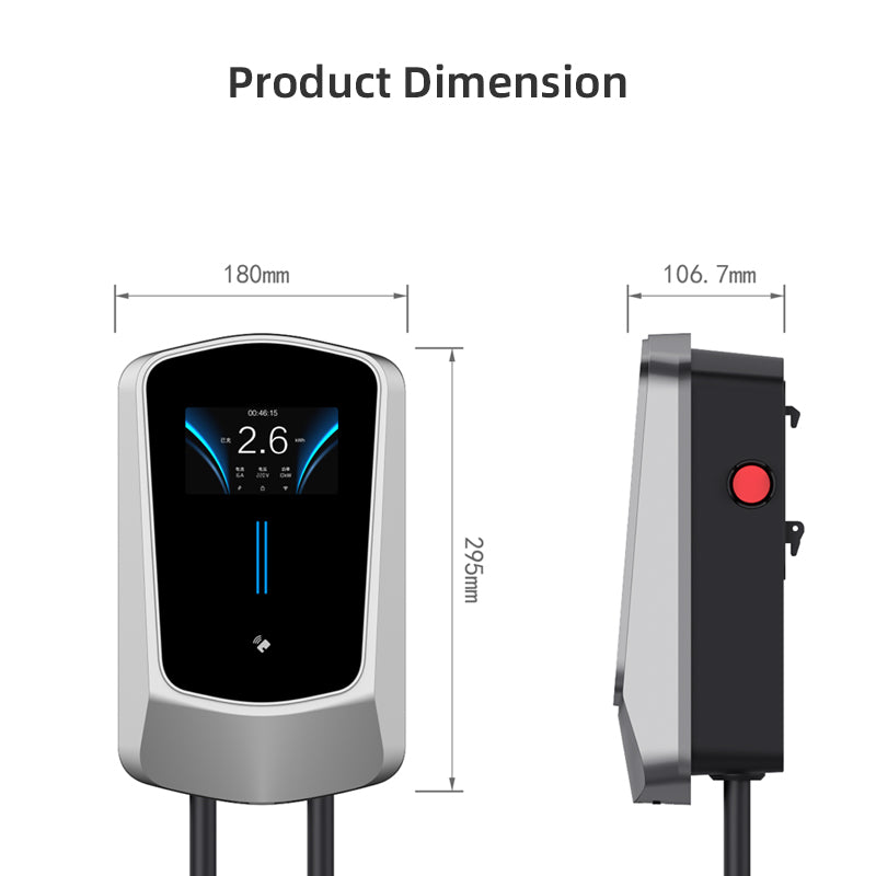 Coolladen Cargador EV Smart APP con estación de carga doméstica de 32 A Tipo 2 de 22 kW, 400 V, CE y TÜV, cable de carga de 5 m con soporte de cargador, control mediante aplicación, enchufe trifásico CEE para todos los vehículos eléctricos y híbridos ench