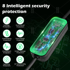 Coolladen 3.5kW Cargador Portátil para VE | 16A Schuko a Tipo 2 Wallbox Móvil | Corriente Ajustable | Carga Temporizada de Precisión 1-12H y Retardo