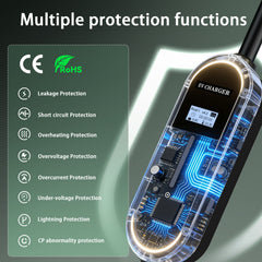 Coolladen Cargador EV de 7,4 kW | Enchufe CEE 32A a Type 2 wallbox portátil | Corriente ajustable y temporizador de 1-12 h