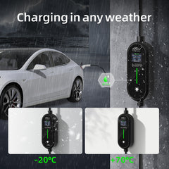Coolladen 3.6kW Portable EV Charger - Type 2 to Schuko Plug, 16A Adjustable - Smart Control Box with LED Display & Scheduled Charging