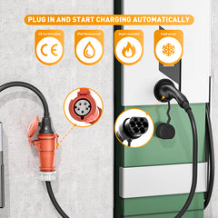 Enchufe tipo 2 a enchufe CEE16A, adaptador para cargador 11KW EV para extraer energía de la estación de carga