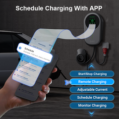 Coolladen Cable de carga de los 5/10m con el enchufe trifásico de la CEE del control del App del tenedor del cargador para todos EVs y PHEVs Cargador Smart APP de Coolladen EV con 32A el tipo 2 22kW se dirige la estación de carga, Wallbox