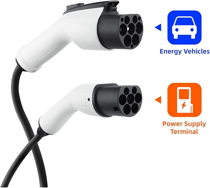 Cable de carga tipo 2 con carga rápida, cable de carga de 7 a 22 KW y 5 m para vehículos eléctricos tipo 2 para vehículos eléctricos EV/PHEV, cable de carga tipo 2 a GBT