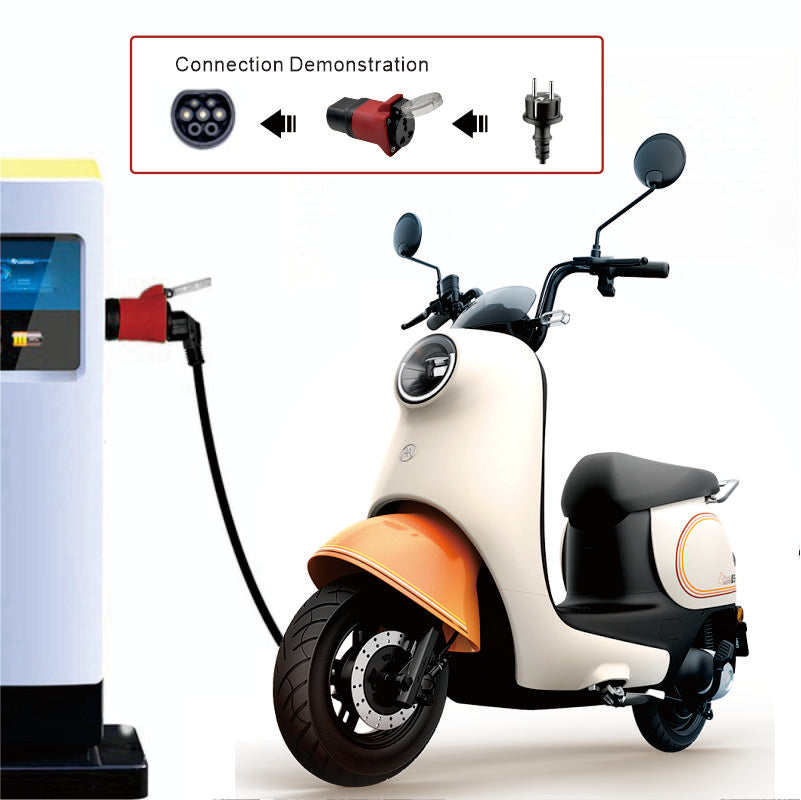 Estación de carga pública Tipo 2 Adaptador de descarga para Schuko y enchufe universal, 16 A EU Plug IEC 62196-2, Adaptador de vehículo eléctrico para cargar automóviles, motocicletas y scooters