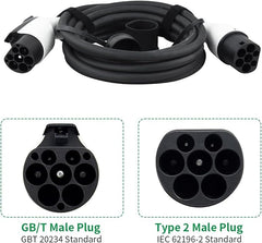 Cable de carga tipo 2 con carga rápida, cable de carga de 7 a 22 KW y 5 m para vehículos eléctricos tipo 2 para vehículos eléctricos EV/PHEV, cable de carga tipo 2 a GBT