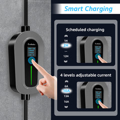 Colladen Cargador EV portátil de 11 KW Cargador de vehículo eléctrico trifásico 16 A tipo 2, carga programada de 8 horas, estación de carga de corriente ajustable con enchufe CEE