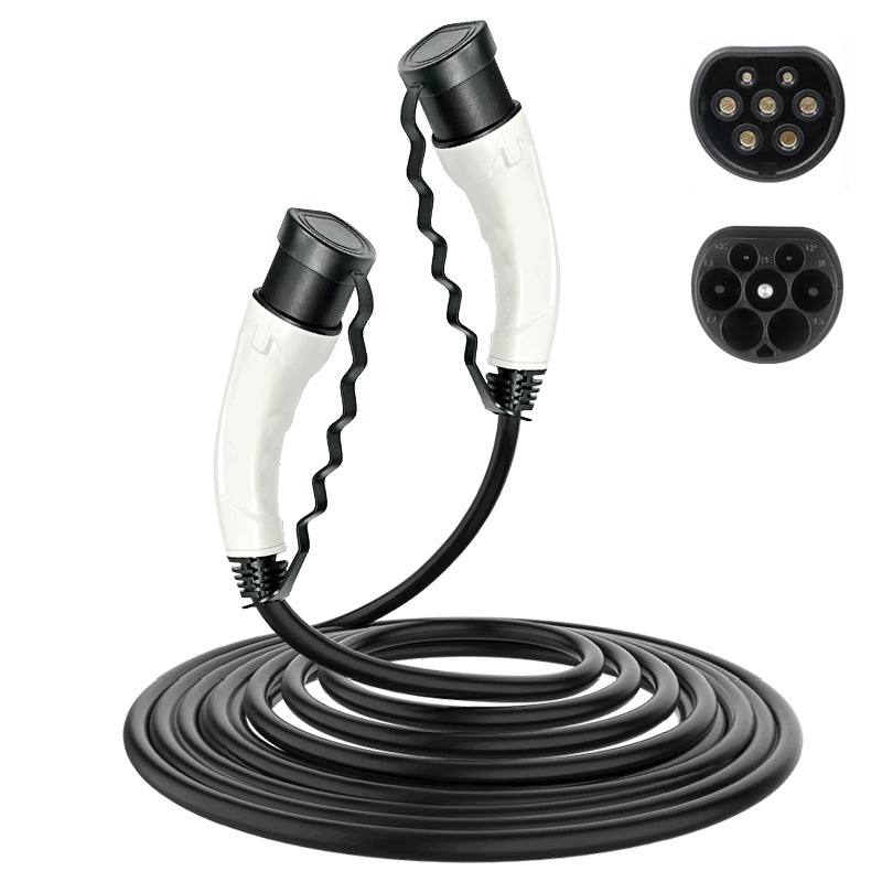 Coolladen Cable de carga tipo 2 a tipo 2 para coche eléctrico, 3,5 KW ~ 11 KW/16 ~ 32 A, 5 m, cargador EV trifásico con bolsa de transporte, compatible con cualquier coche eléctrico