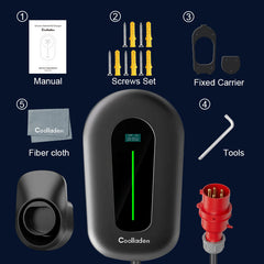 Coolladen Cargador elegante 400V 32A, estación de carga casera ajustable de EV para los vehículos eléctricos EVSE del App Type2 EV de Cool 11kW Wallbox